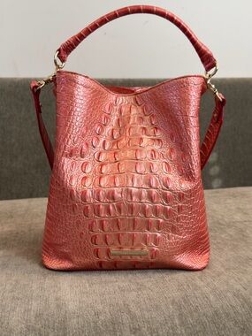 Brahmin Amelia Bellini Croc Embossed Leather Satchel
